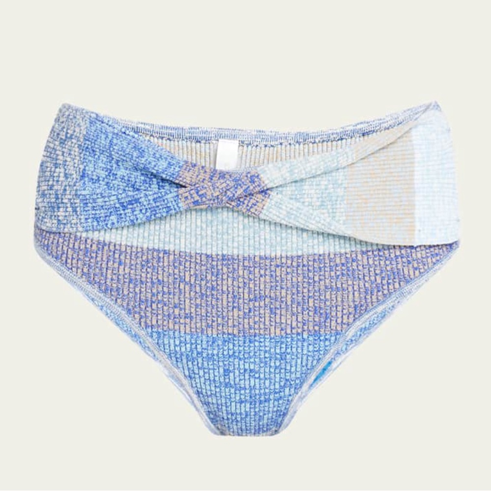 Jonathan Simkhai Ginger Space-Dye High-Waisted‎ Ribbed Bikini Bottom Size L
